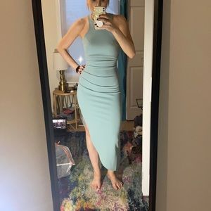 NWT Dusty Aqua midi dress with leg slit - Small